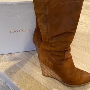 Franco Sarto Lara Wedge Tan Boots 7.5